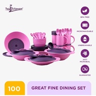 Twin Tulipware GREAT FINE DINING Set Makan Terdiri dari Piring Makan Mangkok Bakso Mug Gelas Teh Sen
