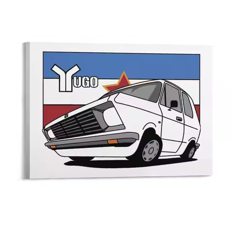 Yugo 45 The Worst Car In The World No one is perfect Yugo Cabrio Canvas Painting Rusty Wall Mural Fr