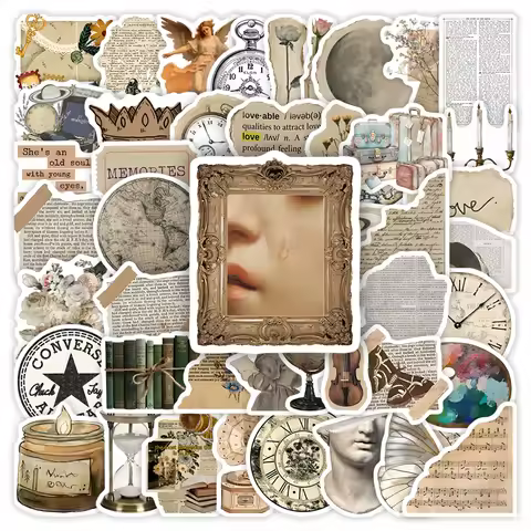 Vintage Elements Newspaper Stickers DIY Gift Toys Waterproof Decal for Scrapbook Phone Decorative Lu