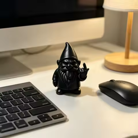 Matte Black Peace Hand Garden Gnome Statue 3D Printed Mini Dwarf Figurine Indoor Desk Outdoor Lawn T