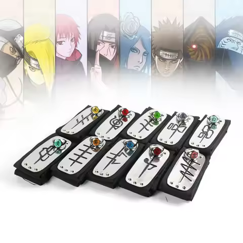 Anime Akatsuki Headband Sasori Uchiha Itachi Ring Sets Cosplay Costumes Props Pain Orochimaru Ninja 