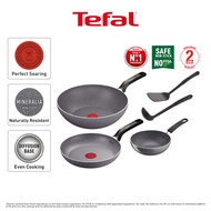 Tefal Natura รุ่น B226S595 ชุดเซตกระทะ 5 ชิ้น : กระทะก้นลึก 28 ซม. กระทะก้นลึก 16 ซม. กระทะก้นแบน 24