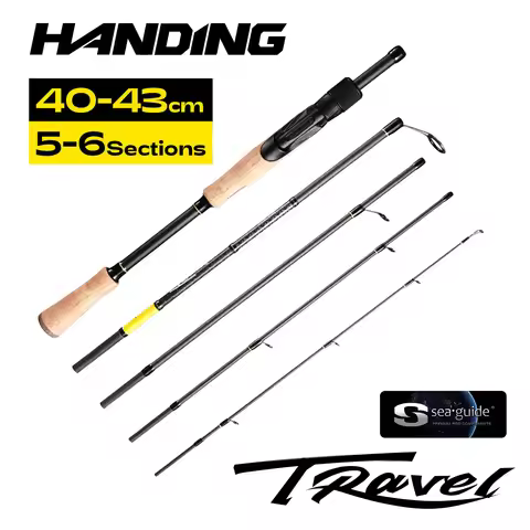 HANDING M1 Travel Fishing Rod 40-43cm Shrink Length 5-6 Sections 24+30 Ton Carbon Fiber Seaguide RA