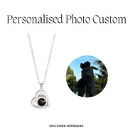 [Sincerer] S925 Sterling Silver Necklace Photo Projection Heart-shaped Necklace Custom Photo Necklace Christmas gift