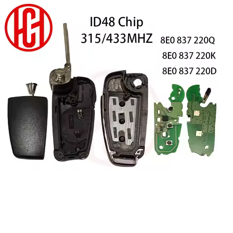 315/433mhz ID48 Chip 8E0837220E 3 Buttons Remote Car Key For Audi A4 231G 2005 Flip Folding Smart Re