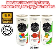 [DONKI] Halal VIDA Zero Sparkling Flavoured Drink 325ml [Ice Cream Soda/Rose Syrup/Tamarind]
