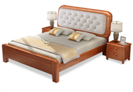 找得 - 實木床 床架主臥室公主床氣壓高箱大容量儲物床(硬靠背海棠色木100cm*190cm框架結構)15016