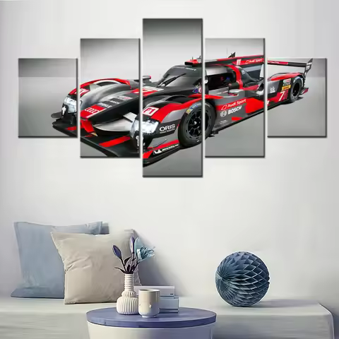 5 Pieces Canvas Wall Arts Poster Painting 2016 R18 E-tron Quattro Audi Formula 1 Racing Car Wallpape