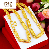 Explosion 18k Saudi Pure Gold Necklace Pawnable Original Bamboo Joint Necklace Versatile Solid Gold Hexagonal Chain Men and Women Chain Fashion Simple Necklace