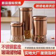 Glass Glass Cover Stainless Steel Set Wholesale Cover Storage Jar Storage Jar Stainless Steel Cover 