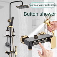 Black Gold Shower Head Set Household Copper Shower Button Shower Bathroom Bath Shower Head r4oK