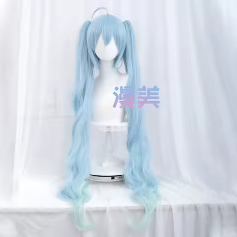 100cm/39" V SEASON women Magical Snow MIKU cosplay wig long gradient blue hair with ponytails