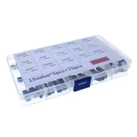 75pcs Integrated Circuit IC DIP Kit Box LM358 LM386 ULN2003 LM324 NE555 MC34063 TL494 ULN2803 LM324 