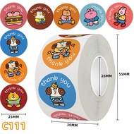 Fast Delivery (ST-09) 8 Cartoon Thank You Stickers 500 Pieces