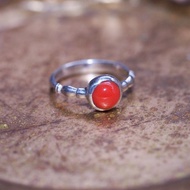 天然紅珊瑚 阿卡珊瑚 手工戒指 固定戒圍 國際圍9號 三月誕生石