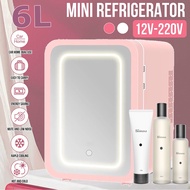 6L Mini Fridge Mirror Cosmetics Refrigerator Fruit Ceverage Cooler Small Refrigerator Student Dormitory Fridge