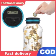 TheWoodFamily Digital LCD Counting Coin Money Saving Box Jar Large Capacity For USD EURO GBP Money E