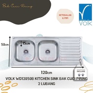 TERHEMAT VOLK WD12050B KITCHEN SINK BAK CUCI PIRING 2 LUBANG