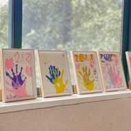 1Set Couple DIY Handprint Wooden Photo Frame 10-inch Children's Picture Frame Set Rectangular Empty 