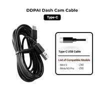 JYK DDPAI Dash Cam Power Cable Type-C USB for Model ( Mola N3 Pro / Z40 / Z50 / Mini 5 )