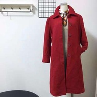 （誠可議價）全新 專櫃正品 Betty's 歐美時尚簡約經典紅色內藏扣式40%羊毛合身長大衣 厚實保暖 修身外套