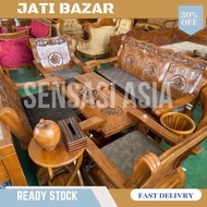 KERUSI MINIMALIS 321 GAJAH KAYU JATI / KERUSI KAYU JATI INDONESIA/ SOFA SET KAYU JATI