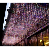 RGB Rain Curtain Light 4m 8m Led Drooping Curtain Outdoor Decoration Christmas Event Decoration cafe