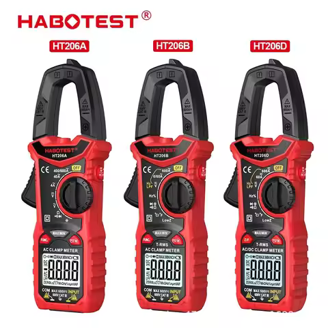 HABOTEST Ht206D Digital Clamp Multimeter AC & DC Current Electrician Ammeter Temperature Capacitor N