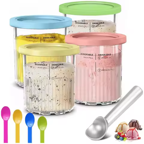 SPOR Ice Cream Containers Replacement for Ninja Creami Pints and Lids 24oz Cups Creami Deluxe NC501 