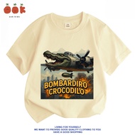 Baju Tshirt Budak Lelaki Tung Tung Sahur & Bombardino Crocodilo 100% Cotton Printed Kids Top 2-12T R