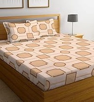 STEDO Homes 100% Pure Soft Cotton Elastic Fitted Bedsheets 72" x 78", 1 All Around Double Bed Sheet 