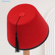 AROMA Felt Fez Cap, Round Moroccan Hat Tarboosh Fez Hat, Costume Accessories Breathable Red Color Co