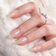 BTArtbox Press On Nails Medium Almond - Chrome Effect, Lightweight & Perfect Fit Fake Nails with Nai