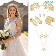 ALENE Wedding Jewelry Set for Women, Baroque Bridal Earrings, Greek Goddess Hair Accessories, Gold L