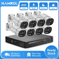 Hamrol 8CH 4K Ultra HD 8MP H.265 POE NVR Kit Color Night Vision CCTV Security Camera System Outdoor 