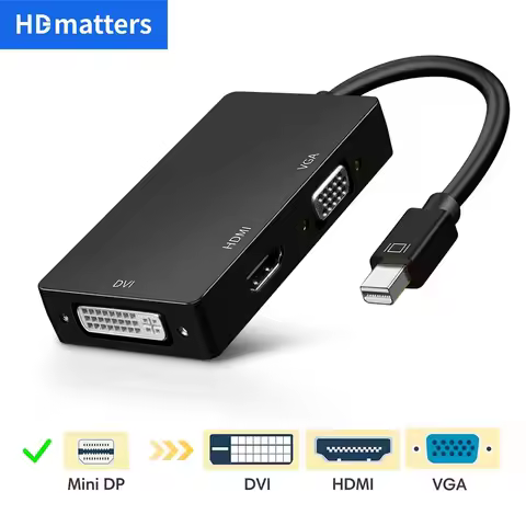 Mini DisplayPort to HDMI 4K VGA DVI adapter cable 3-in-1 1080P Thunderbolt Mini DP to VGA HDMI DVI c
