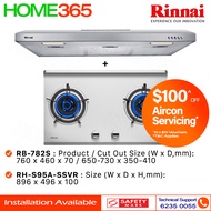 Rinnai Slimline Hood 90cm RH-S95A-SSVR &amp; Built-In Hob RB-782S - LPG / PUB