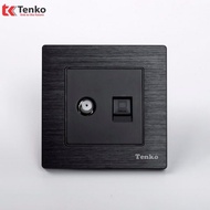 TV Cable TV Drive with LAN(RJ45) Genuine In-Wall Tenko Milling Aluminum Surface TK-F71-B-57 Black