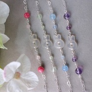 Six Cats 天然水晶 兔頭平安扣 水晶手鍊 禮物