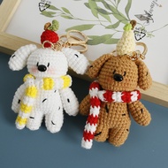 [Finished Product] Hand-Woven Spotted Dog Doll Bib Dog Pendant Bag Pendant