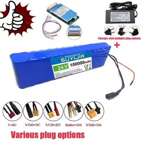 24v Lithium Battery 7S4P 29.4v 100Ah 18650 Electric Scooter Electric Seat BMS Power Supply + 29.4v 2