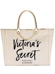 [全新含包裝現貨] Victoria’s Secret VS 維多利亞的秘密 帆布袋 托特包 購物袋 白色 沙灘包 媽媽包