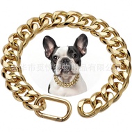 Hot-selling Big Gold Chain Thick Light Metal Gold-plated Metal Dog Cuban Chain Collar Outing Dog Cha