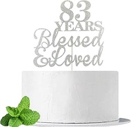 JIEEIN 83 Years Blessed & Loved Cake Topper for 83rd Birthday, Wedding Anniversary Party Decorations