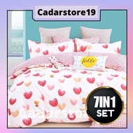 CADAR 5D 7IN1 SET SEKALI SELIMUT TEBAL BEDSHEET FITTED WITH COMFORTER 7IN1
