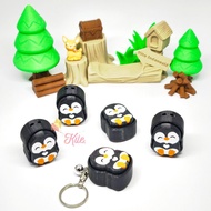 GANTUNGAN [KITE.ID] Cute Penguin Fidget Clicker Keychain - Clicker Toy - Fidget Toy Keychain - 3D Pr