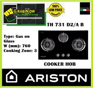 ARISTON TH 731 D2/A B LPG GAS COOKER HOB  SCHOTT GLASS  CAST IRON  DOUBLE RING  Made in Italy  Local Warranty  Low Price
