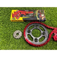 SUBAKIMOTO RXZ Y125 Y125Z LC135 4S 5S LC 428 SPROCKET + 428H 124L RED RHINO RACING CHAIN SET