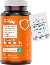 A Dose of Immunity Quercetin with Vitamin C and Zinc, Vitamin D, 500mg Quercetin Bromelain with Echi