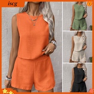 Women Vest Shorts Set Casual Two-piece Suit 2-piece Womens Summer Beach Outfit Set Sleeveless Top an